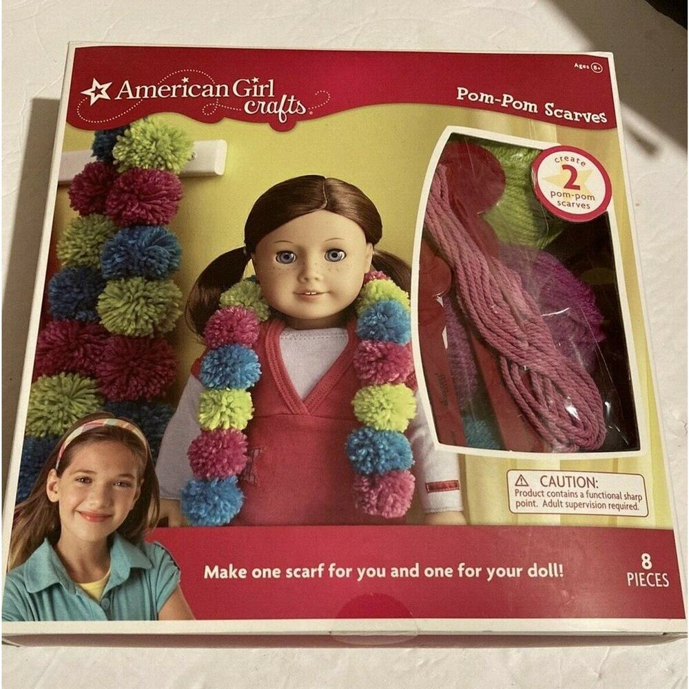 American Girl Doll Crafts Pom Pom Scarves NEW Makes 2 ~ Scarf Making‎ Kit
